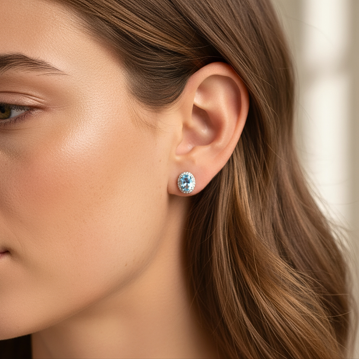 Blue Topaz Studs Earrings
