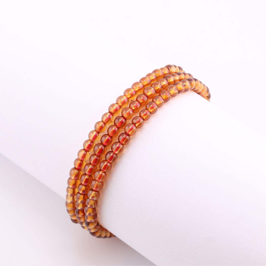 4mm Spessartine Garnet Triple Wrap Bracelet