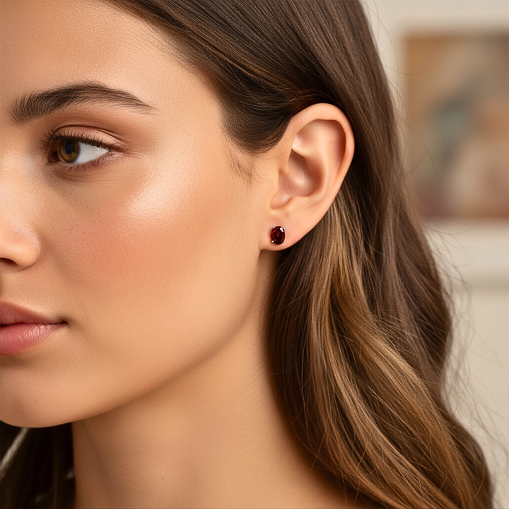 Garnet Studs Earrings