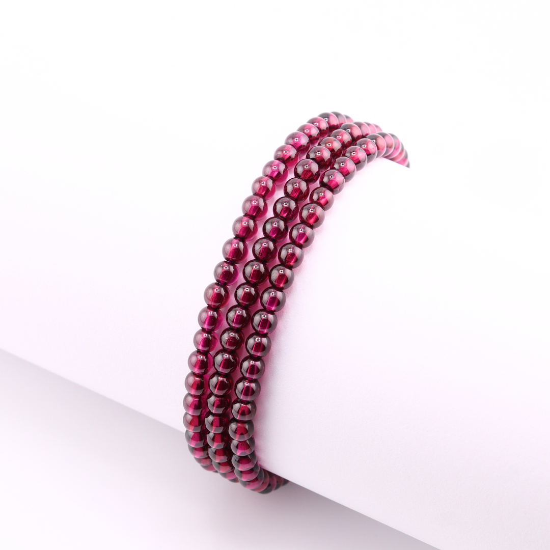 4mm Rhodolite Garnet Triple Wrap Bracelet