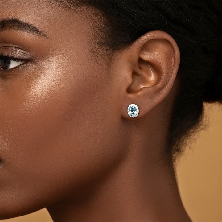 Blue Topaz Studs Earrings