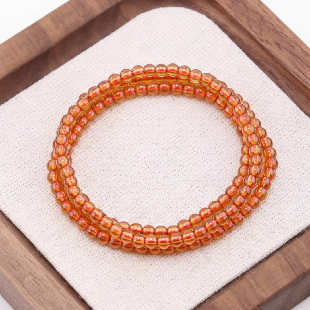 4mm Spessartine Garnet Triple Wrap Bracelet