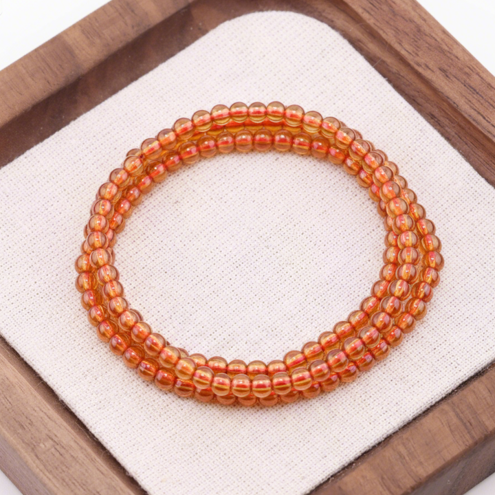 4mm Spessartine Garnet Triple Wrap Bracelet