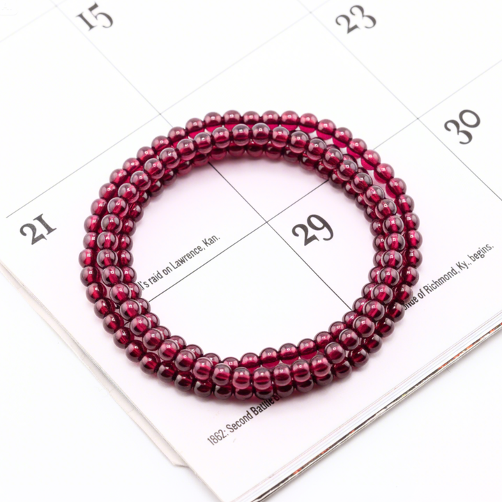4mm Rhodolite Garnet Triple Wrap Bracelet