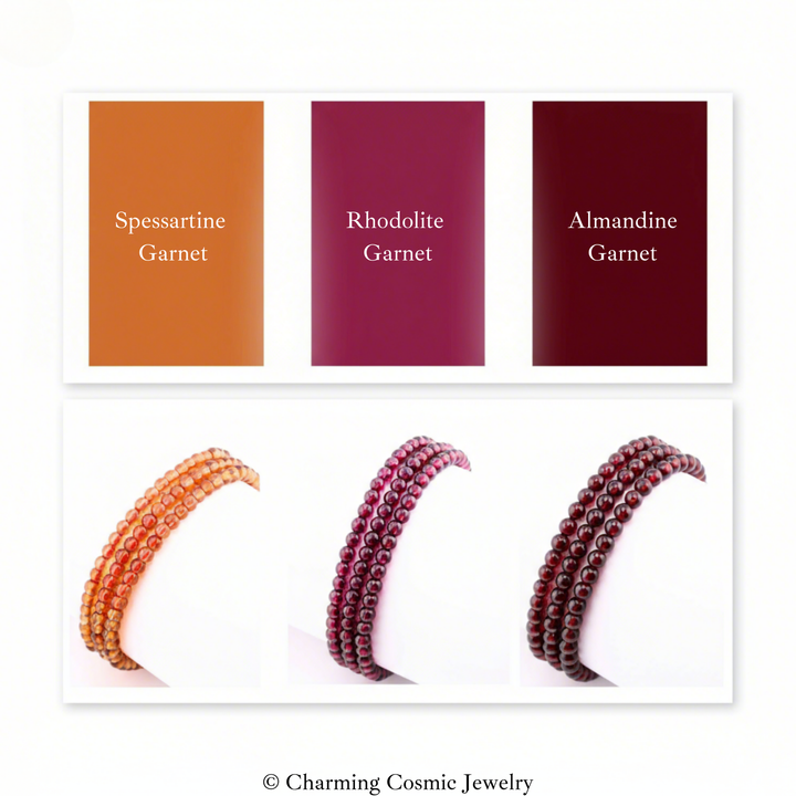 4mm Spessartine Garnet Triple Wrap Bracelet