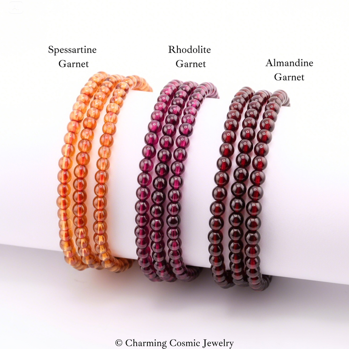 4mm Rhodolite Garnet Triple Wrap Bracelet