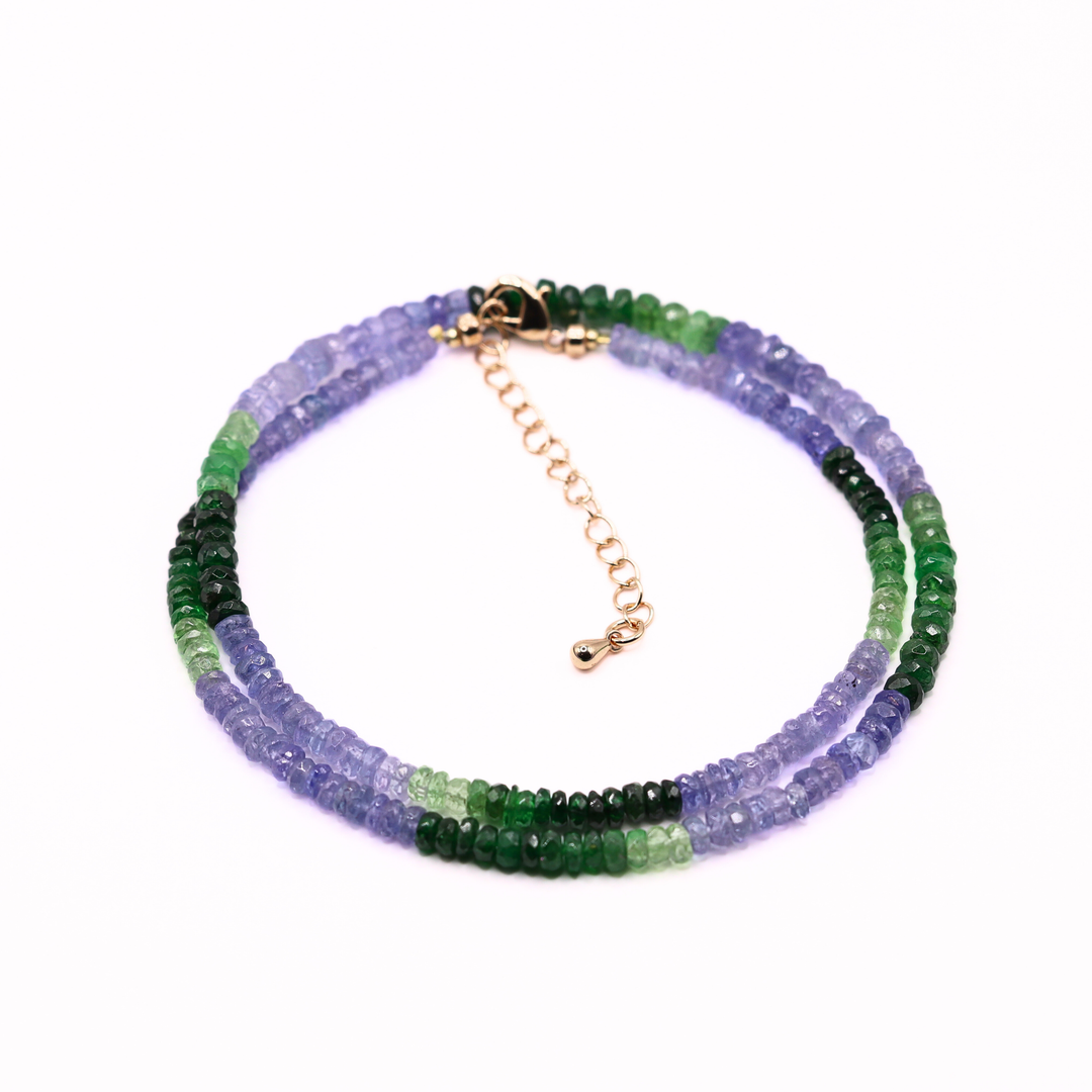 Tsavorite Tanzanite Faceted Necklace