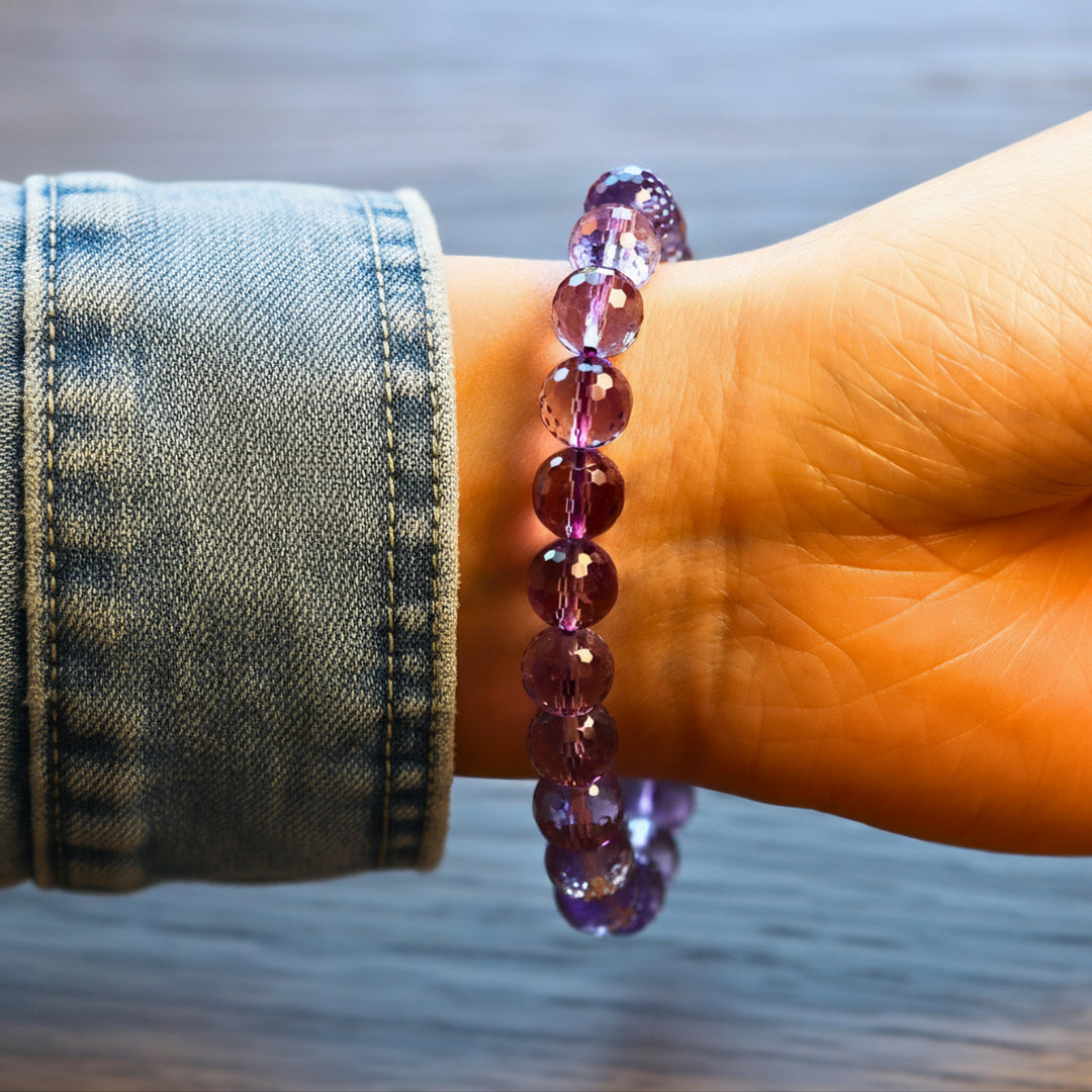 10mm Amethyst Faceted Bracelet