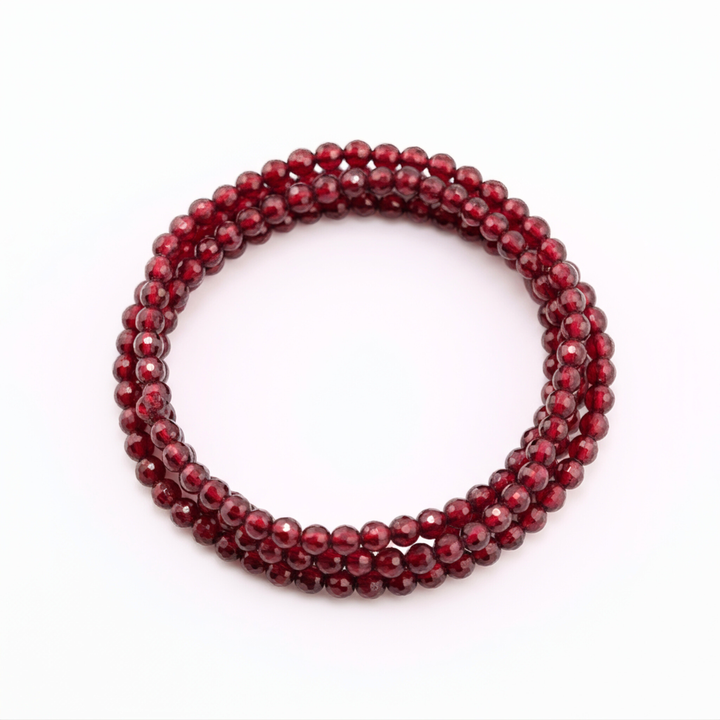 4mm Triple Wrap Faceted Garnet Bracelet