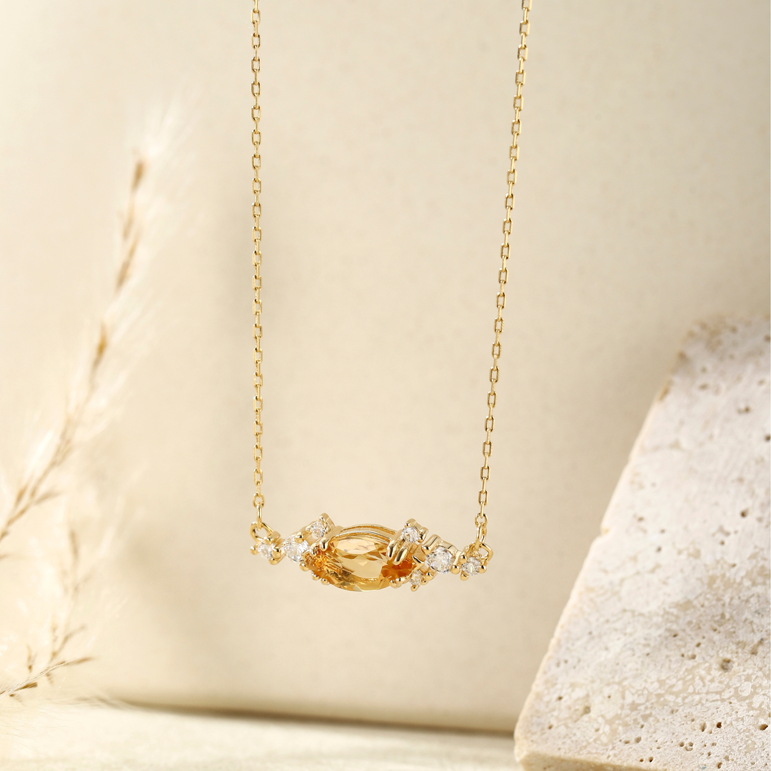 Marquise Cut Citrine Necklace