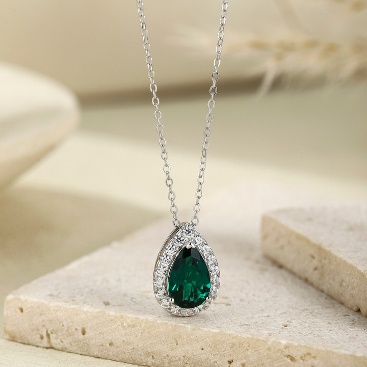 Pear Cut Emerald Necklace