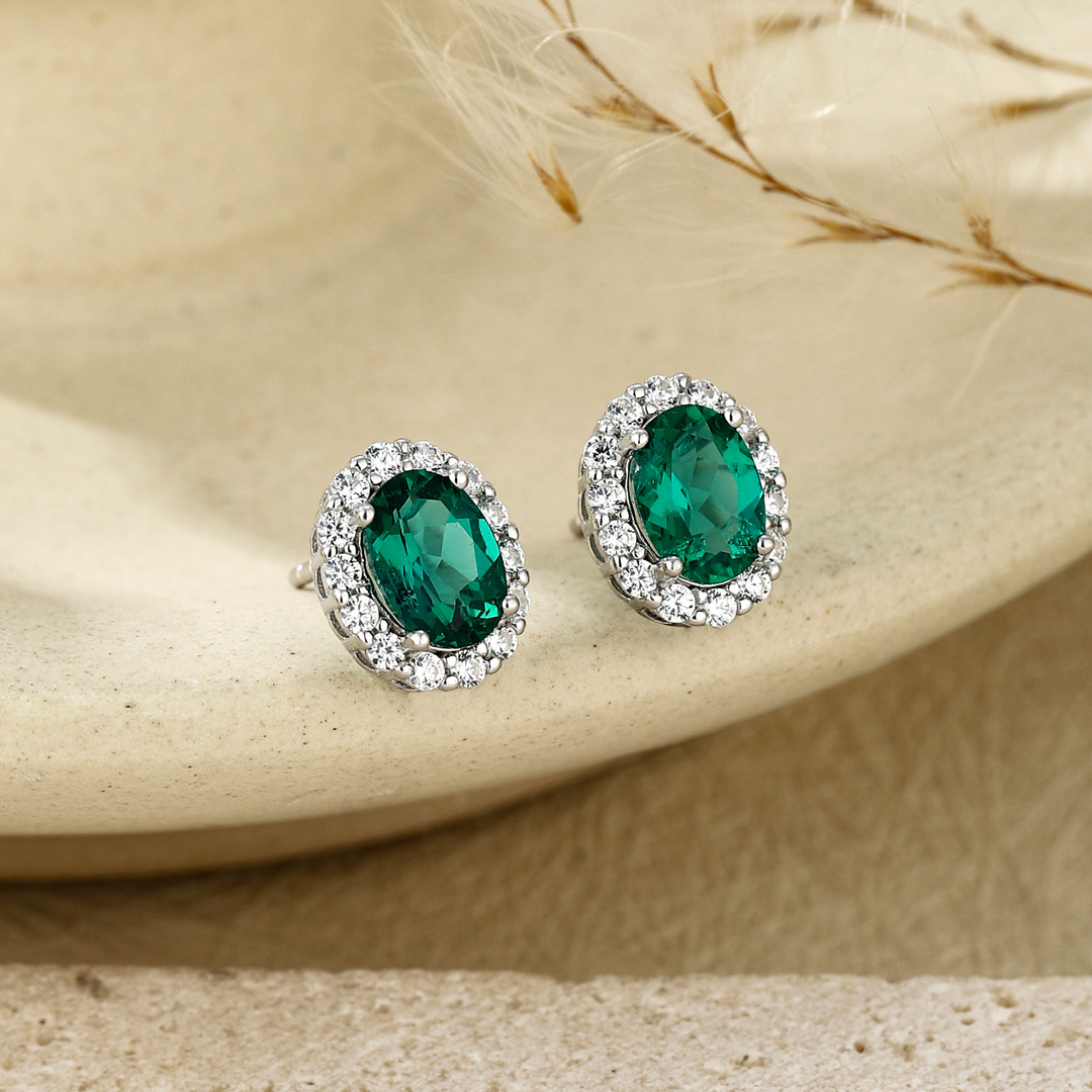 Oval Cut Emerald Studs