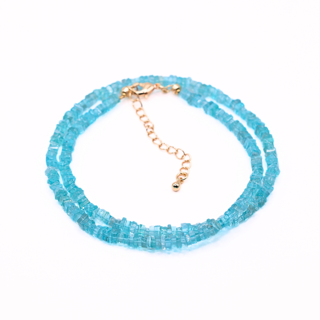 Blue Apatite Square Cut Necklace