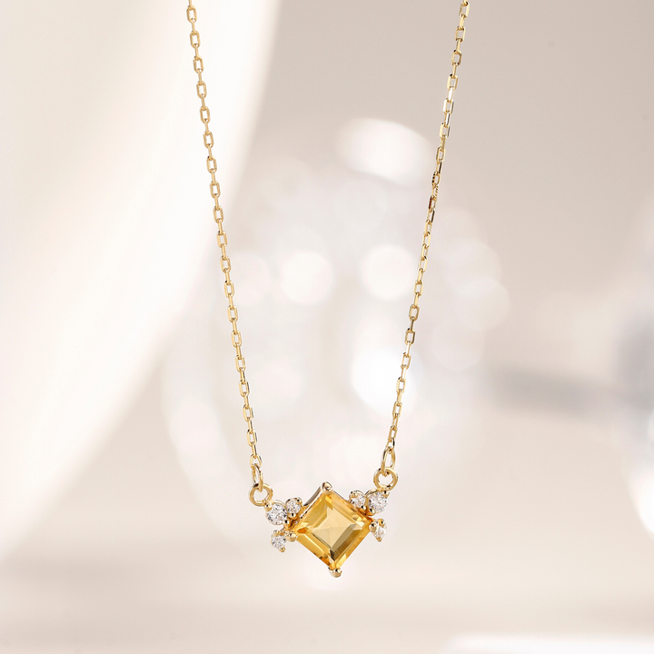 Princess Cut Citrine Necklace