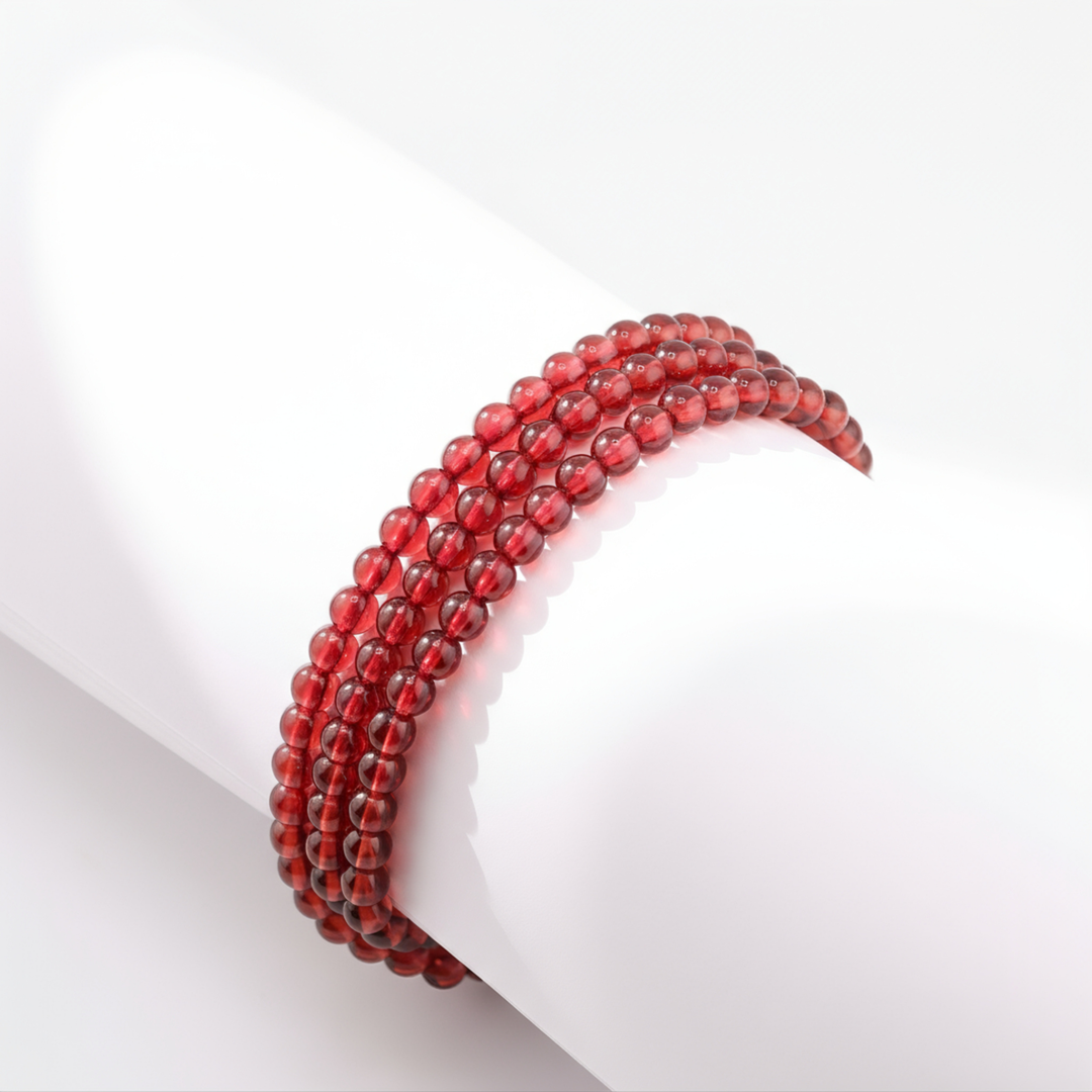 4mm Triple Wrap Garnet Bracelet