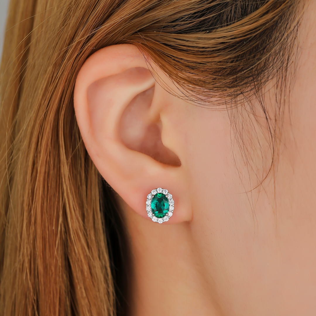 Oval Cut Emerald Studs