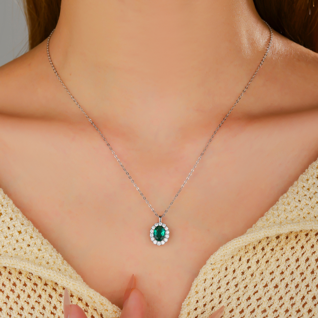 Oval Cut Emerald Necklace