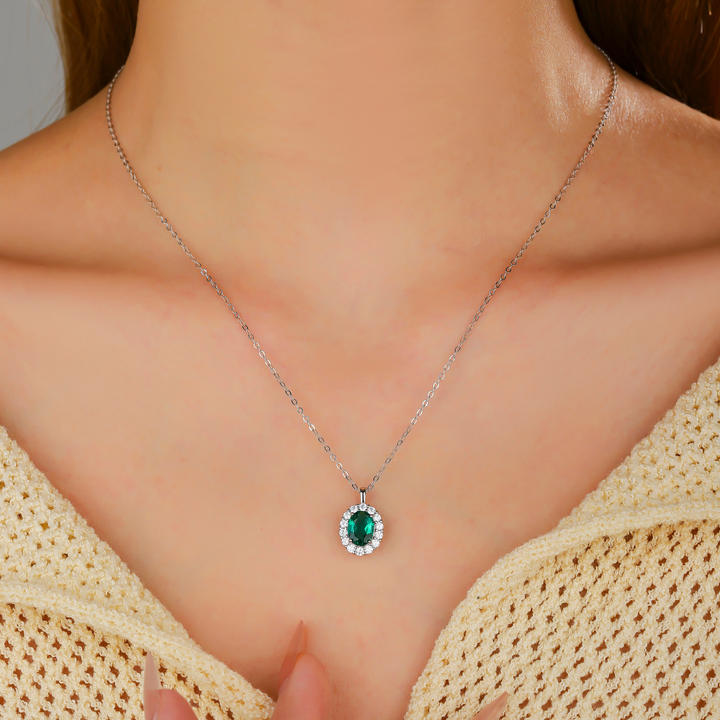 Oval Cut Emerald Necklace