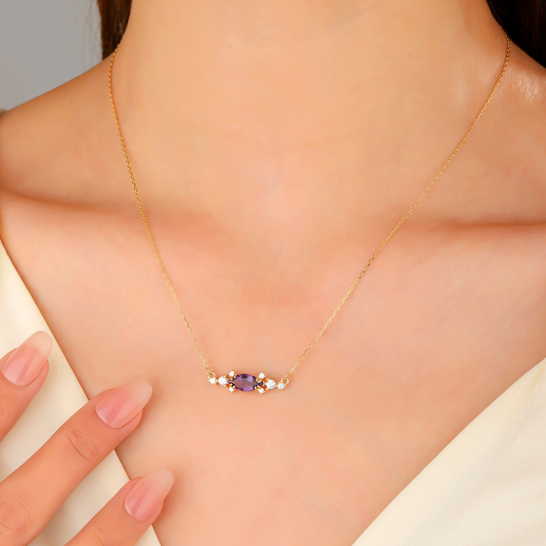 Marquise Cut Amethyst Necklace