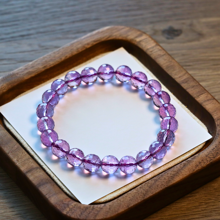 10mm Amethyst Faceted Bracelet