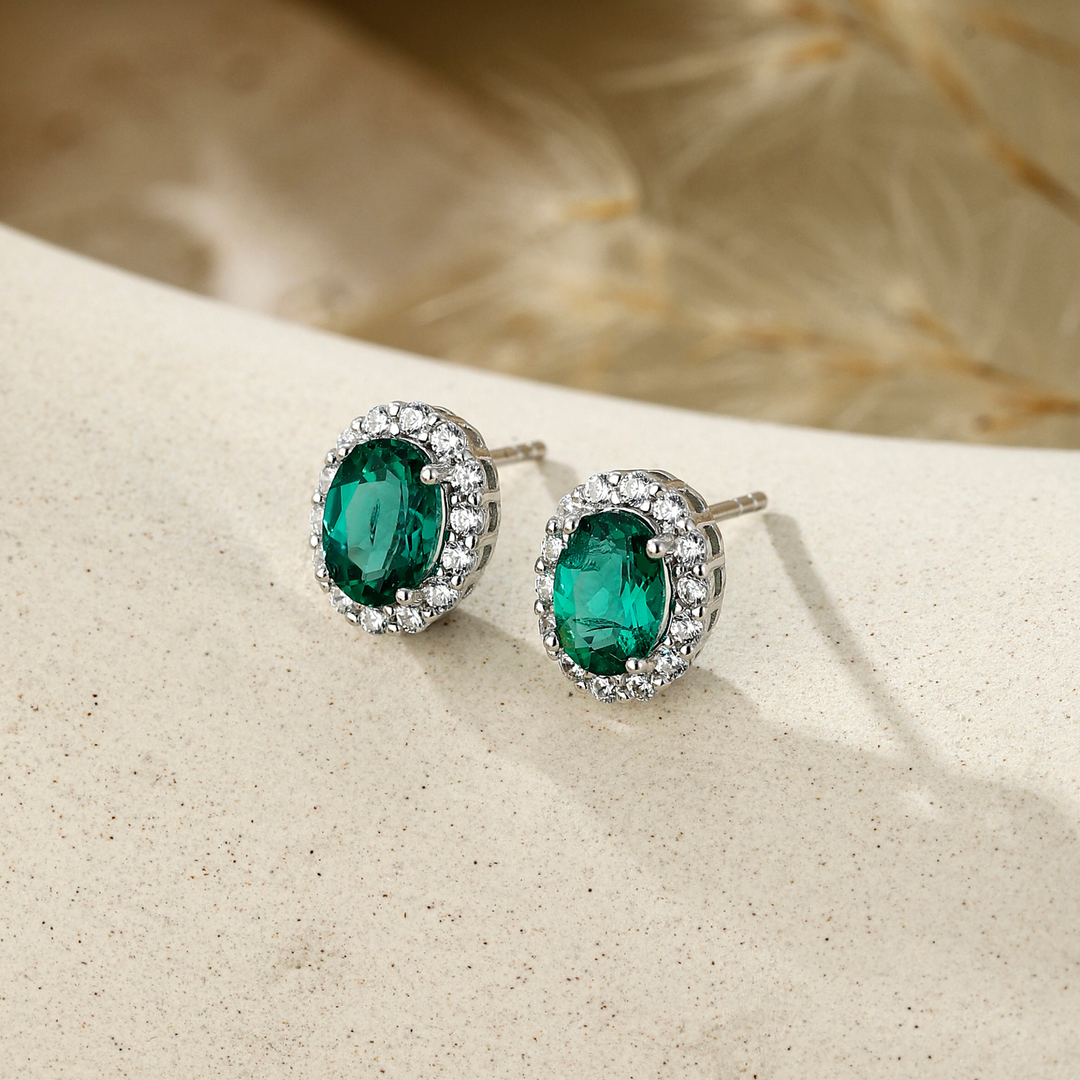 Oval Cut Emerald Studs