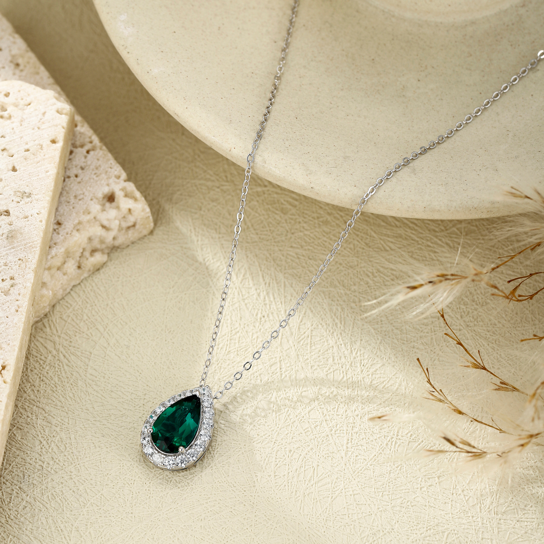 Pear Cut Emerald Necklace