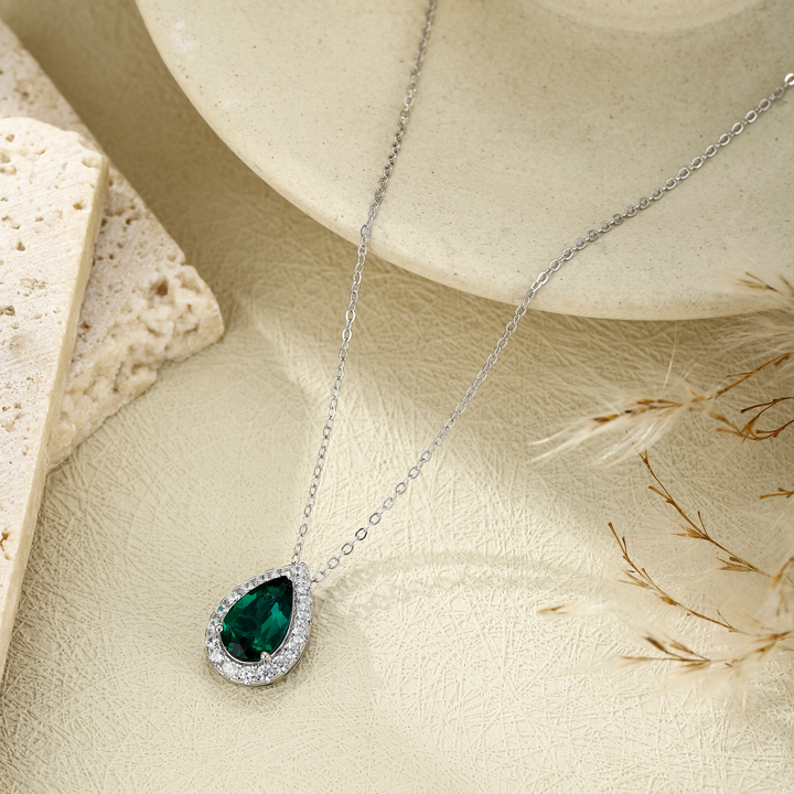 Pear Cut Emerald Necklace