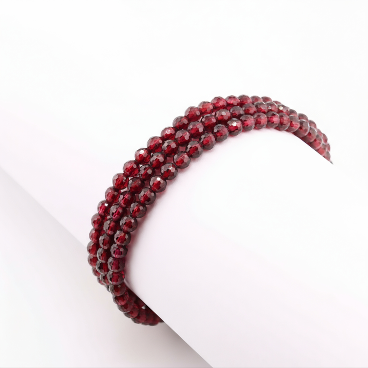 4mm Triple Wrap Faceted Garnet Bracelet