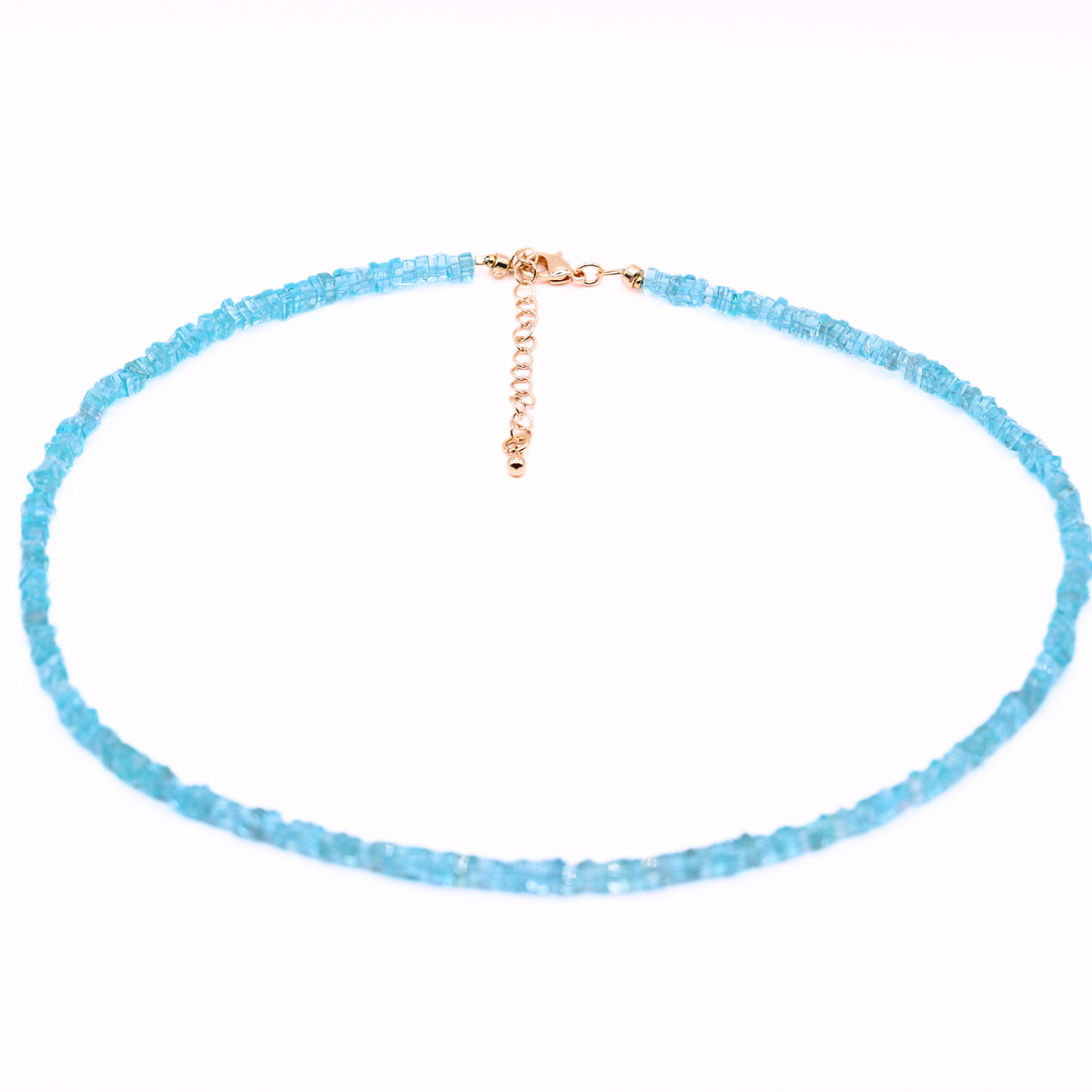 Blue Apatite Square Cut Necklace