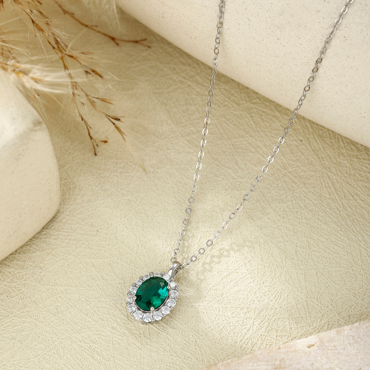 Oval Cut Emerald Necklace