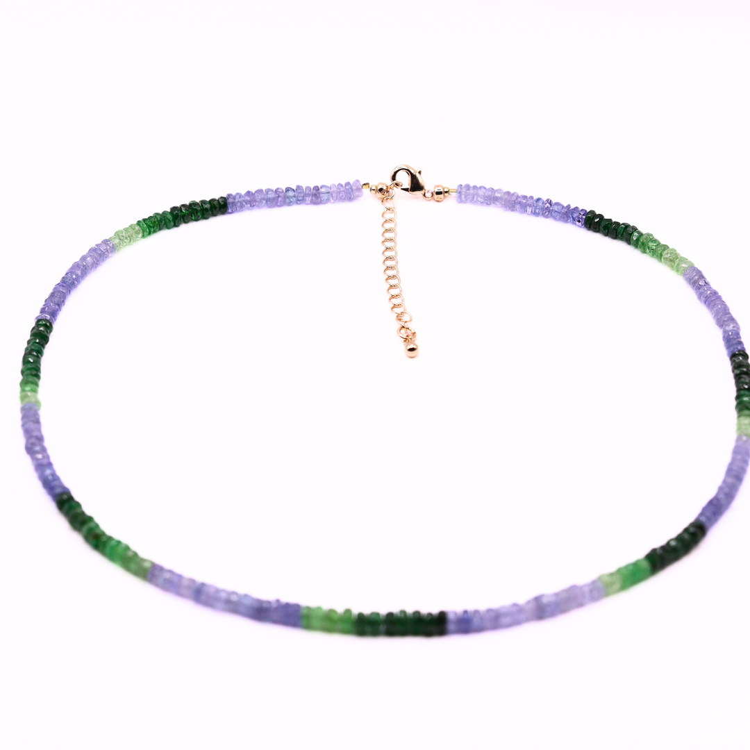 Tsavorite Tanzanite Faceted Necklace