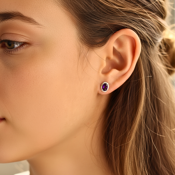 Amethyst Studs Earrings