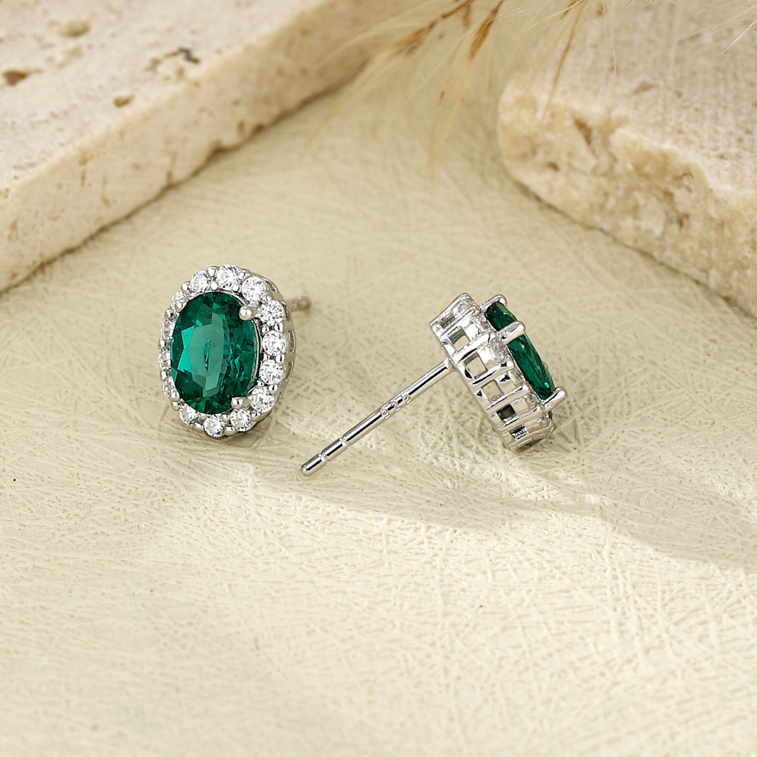 Oval Cut Emerald Studs