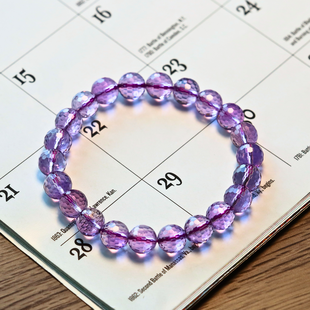10mm Amethyst Faceted Bracelet