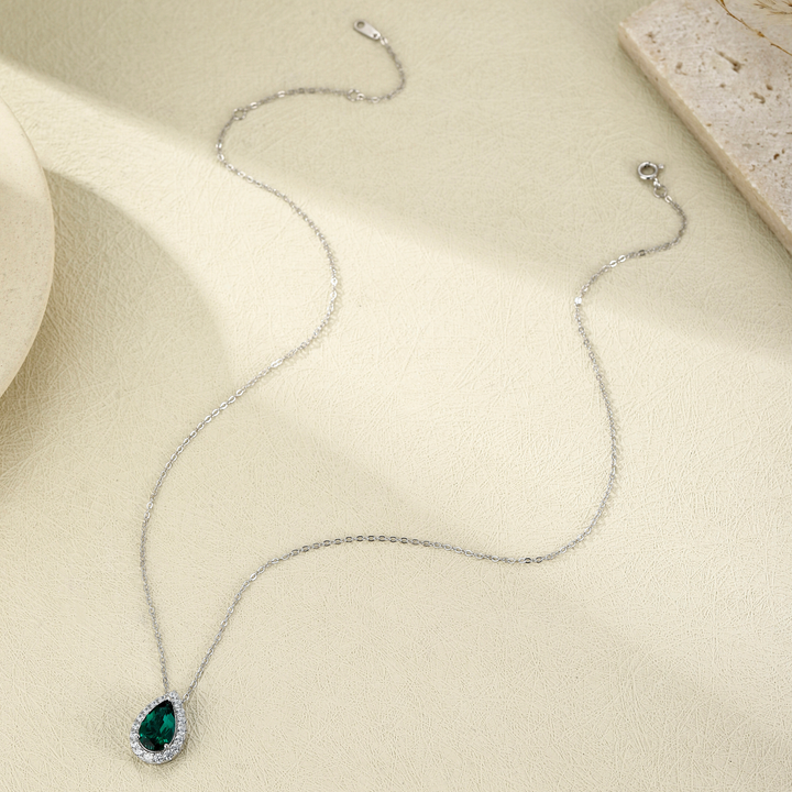 Pear Cut Emerald Necklace