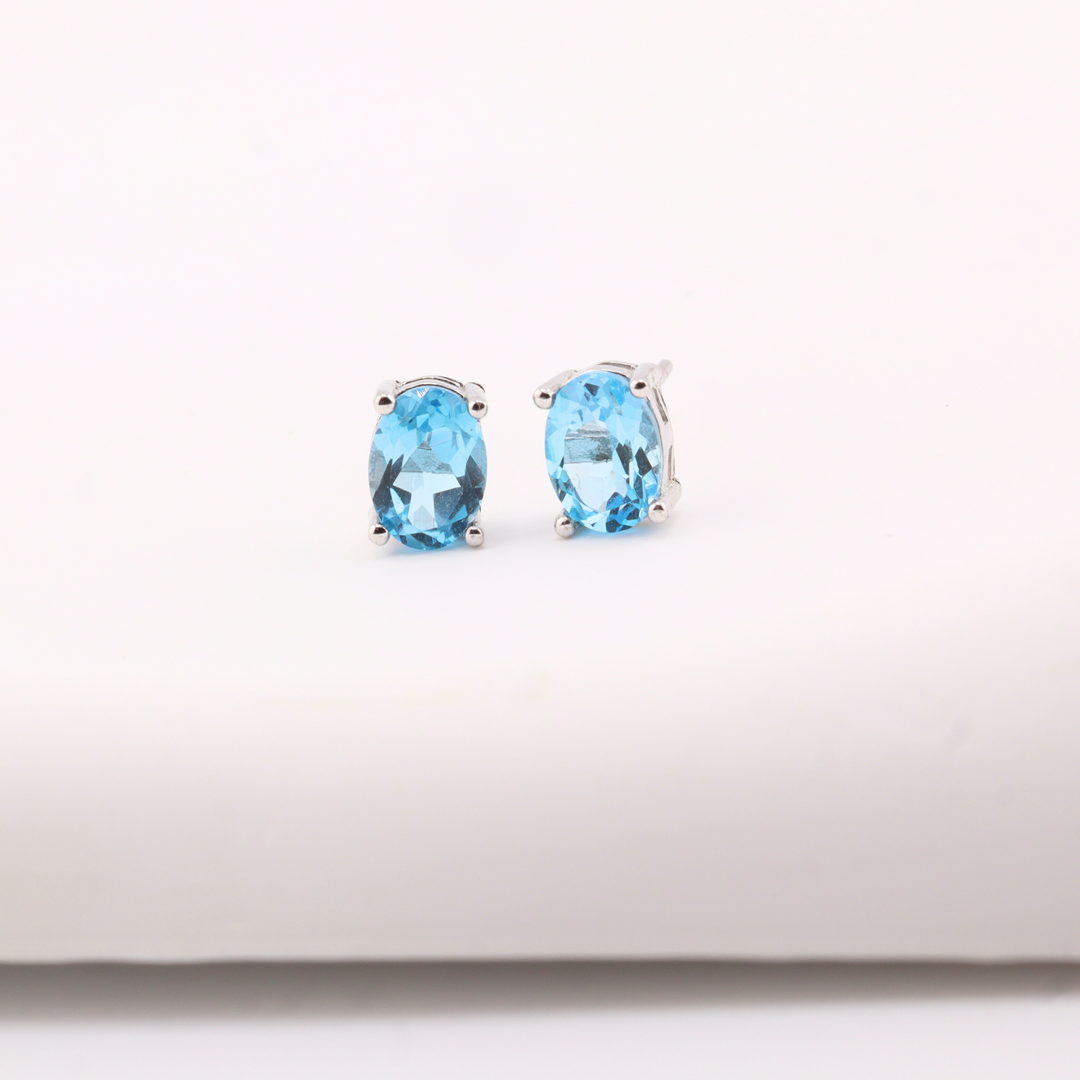 Blue Topaz Studs Earrings