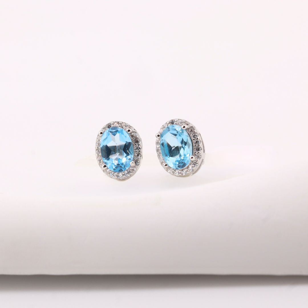 Blue Topaz Studs Earrings