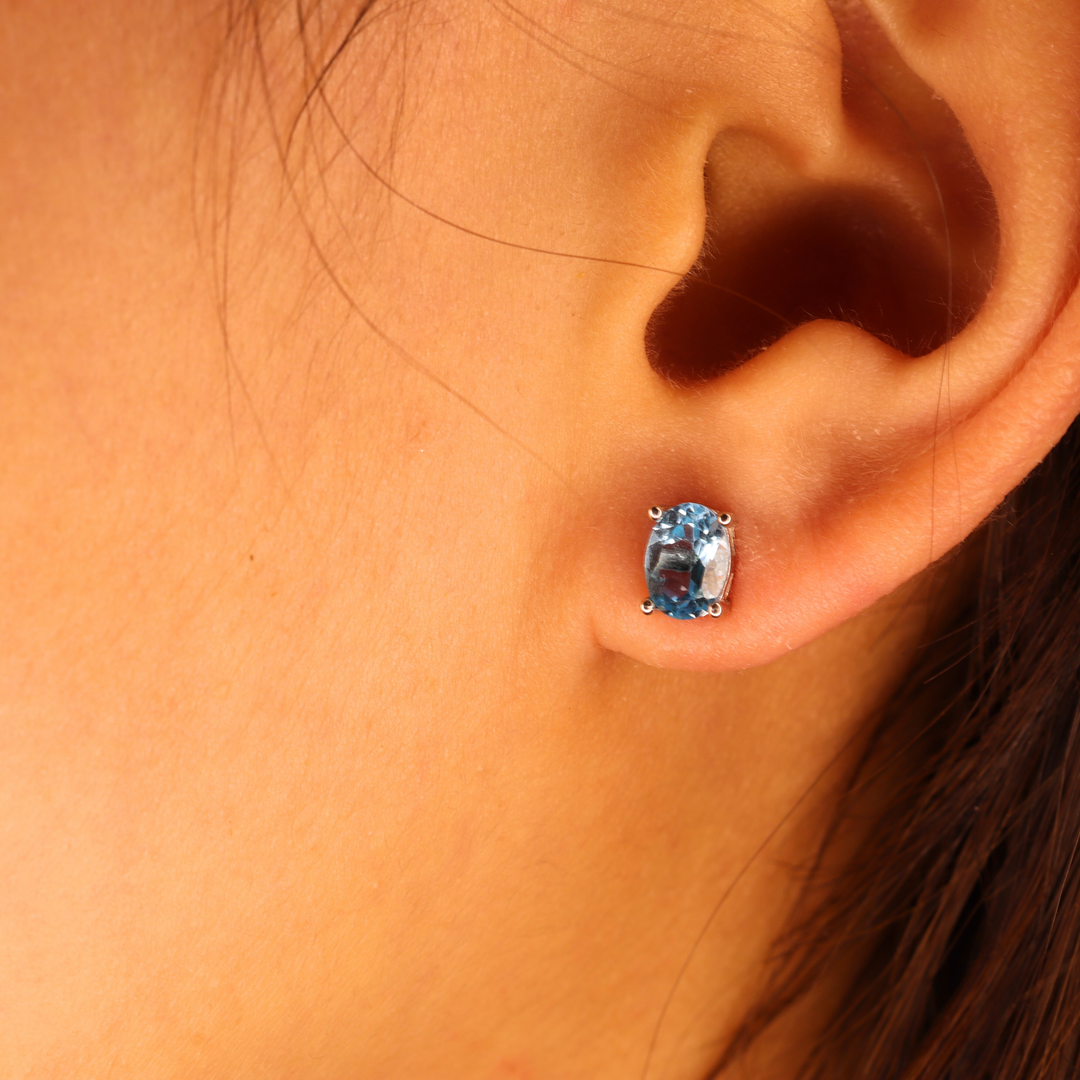 Blue Topaz Studs Earrings