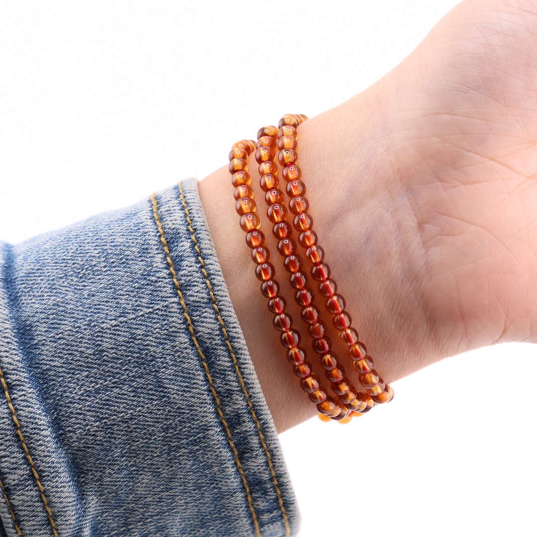 4mm Spessartine Garnet Triple Wrap Bracelet