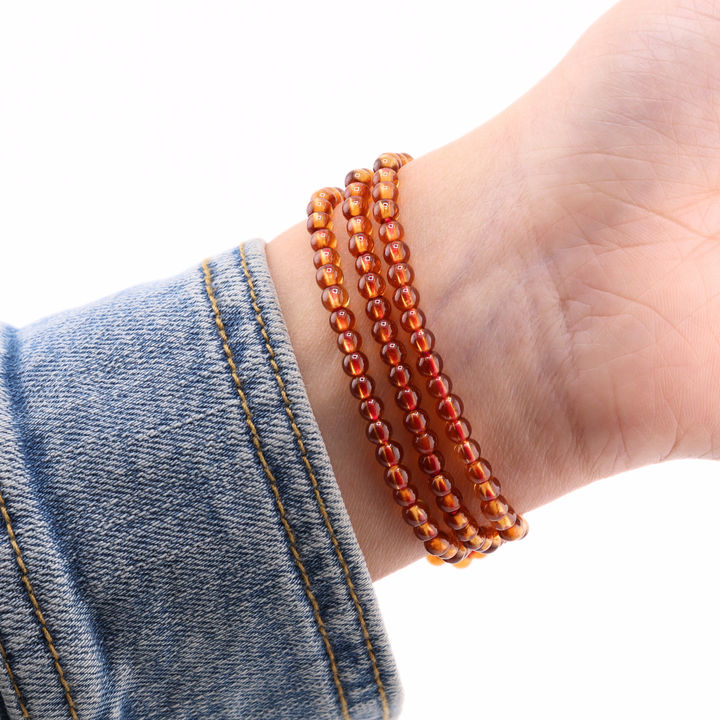 4mm Spessartine Garnet Triple Wrap Bracelet
