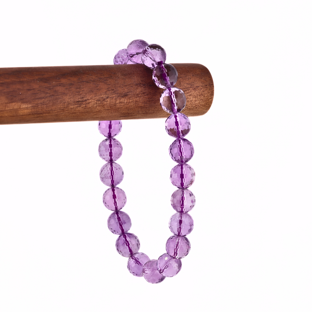 10mm Amethyst Faceted Bracelet