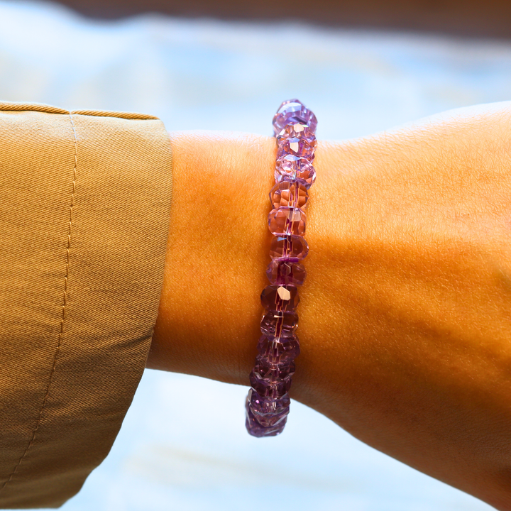 9mm Faceted Amethyst Bracelet