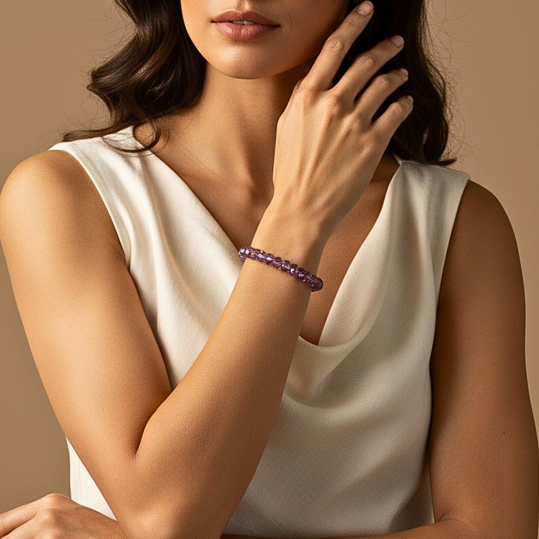 9mm Faceted Amethyst Bracelet