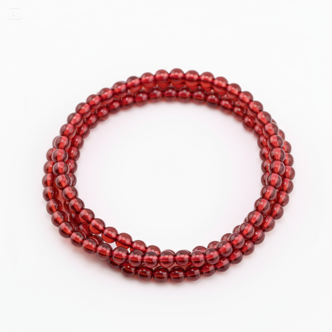 4mm Triple Wrap Garnet Bracelet