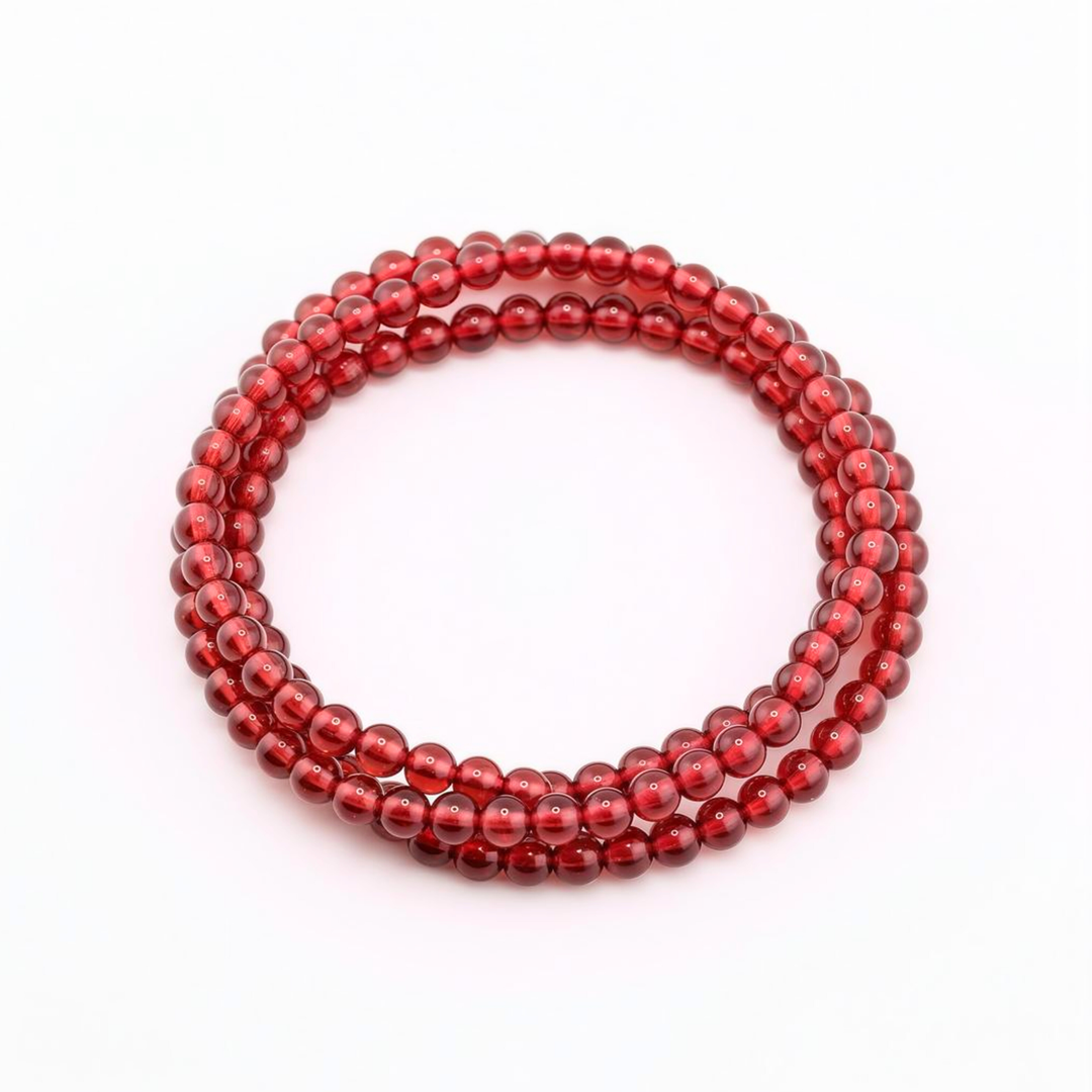 4mm Triple Wrap Garnet Bracelet