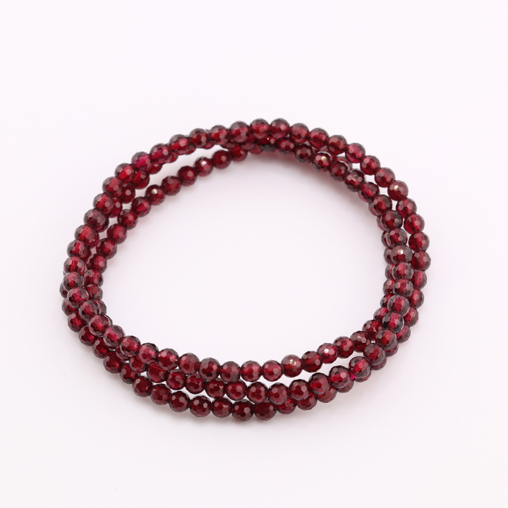 4mm Triple Wrap Faceted Garnet Bracelet
