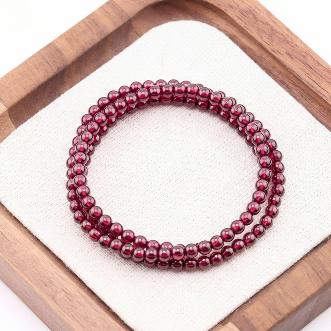 4mm Rhodolite Garnet Triple Wrap Bracelet