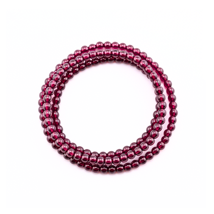 4mm Rhodolite Garnet Triple Wrap Bracelet