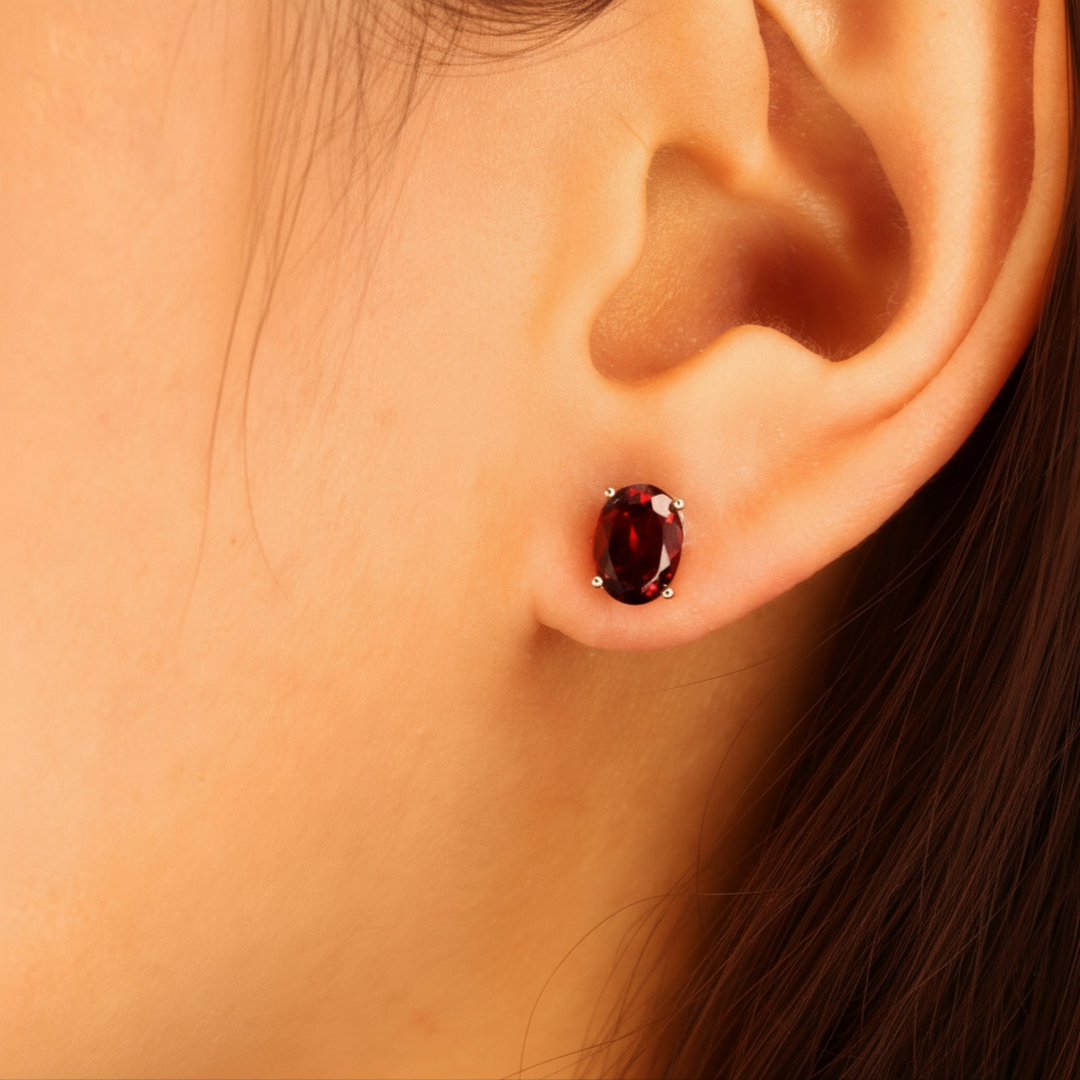 Garnet Studs Earrings