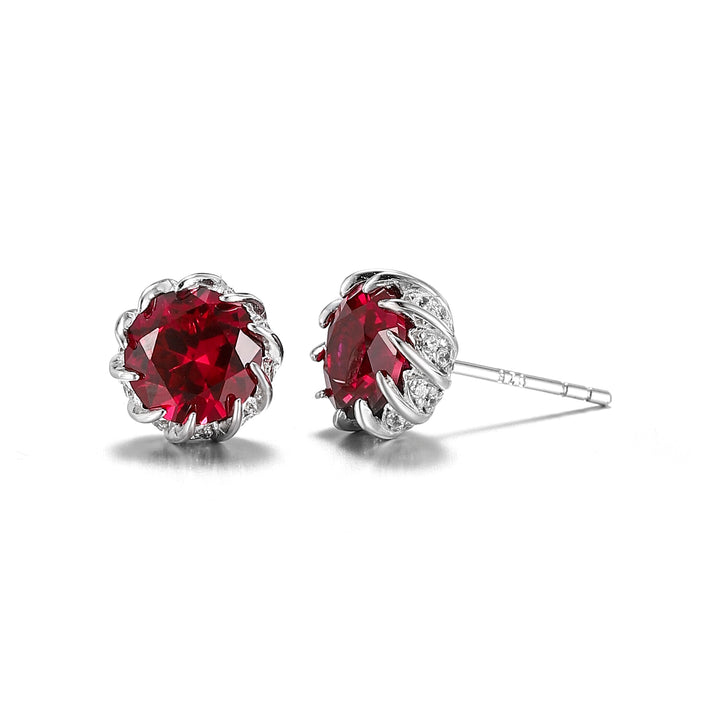 Round Cut Ruby Studs